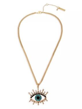 NWT Kurt Geiger Gold-Tone Evil Eye Pendant Necklace, 16-18"